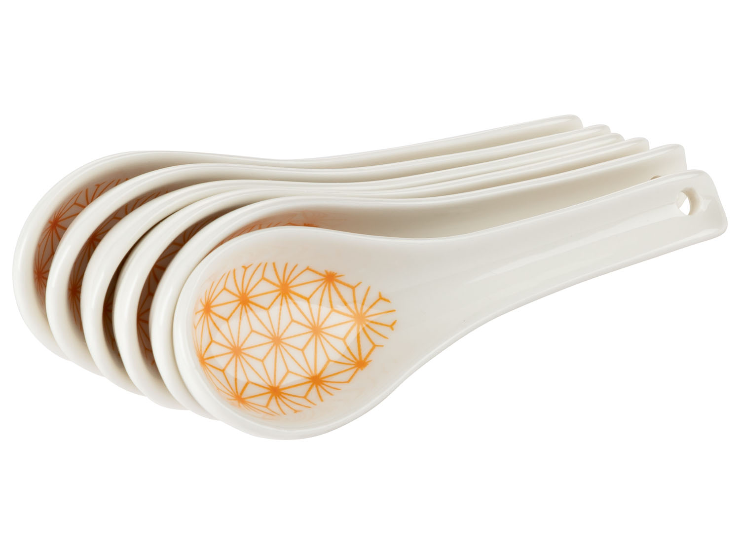 ERNESTO® Zestaw misek lub łyżek z porcelany (Zestaw 6 łyżek porcelanowych/ biały/ pomarańczowy)