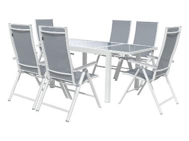 LIVARNO home Zestaw aluminiowych mebli ogrodowych Houston, stół rozkładany i 6 foteli