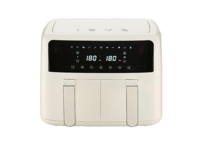 Podwójna frytkownica beztłuszczowa Air Fryer retro, 2600 W, 2x 4,35 l, kremowa