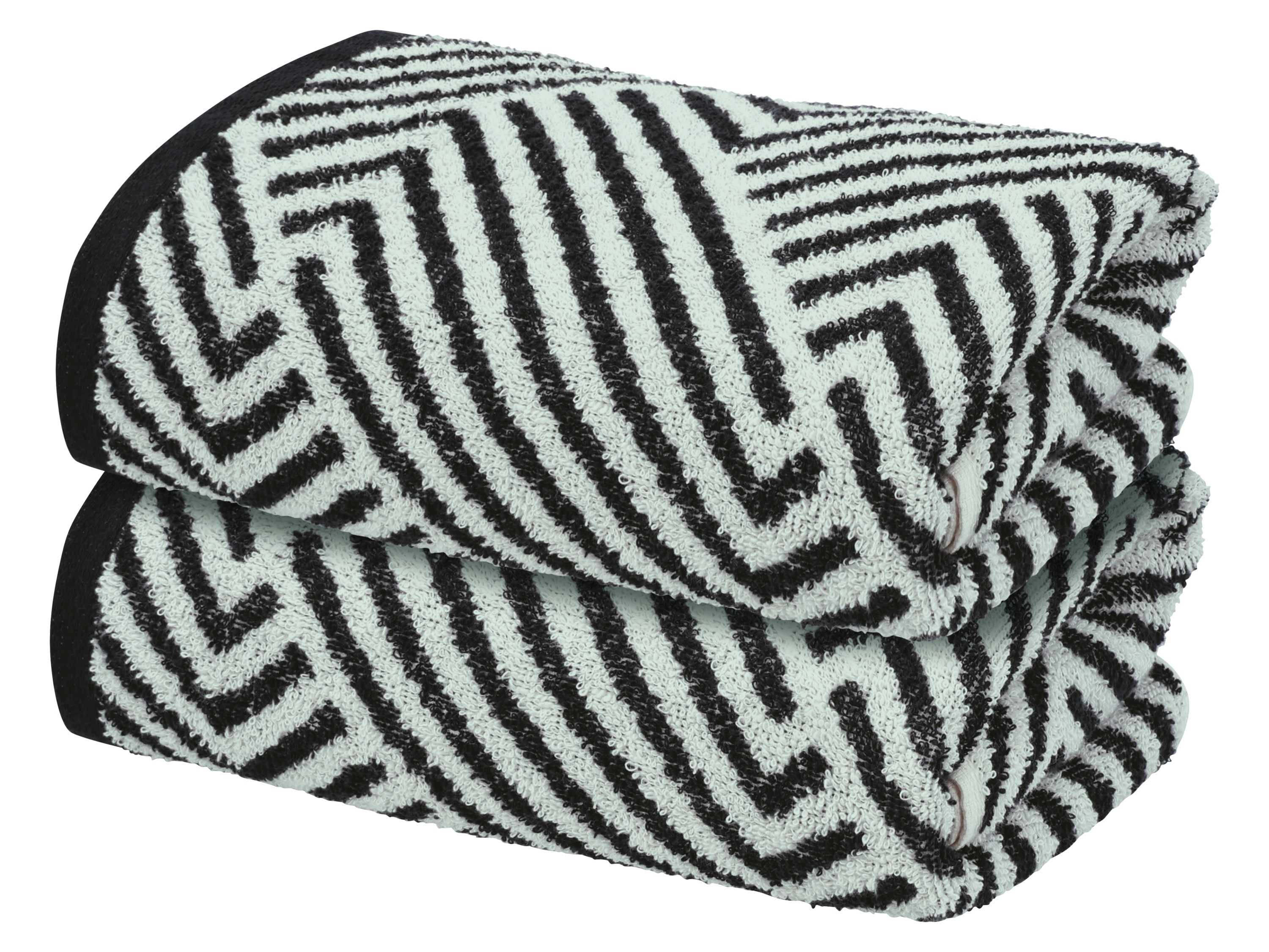 LIVARNO® Ręczniki frotte, 2 sztuki, 50 x 100 cm (Wzorzysty/czarny)