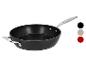 Czarna patelnia ze stalowymi uchwytami i opcjami kolorystycznymi
