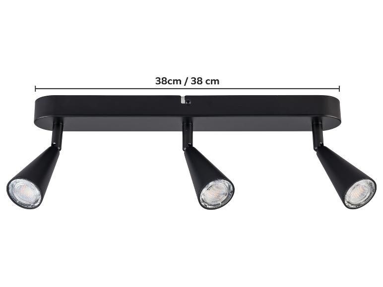 Czarna listwa sufitowa 38 cm z trzema regulowanymi stożkowymi lampami