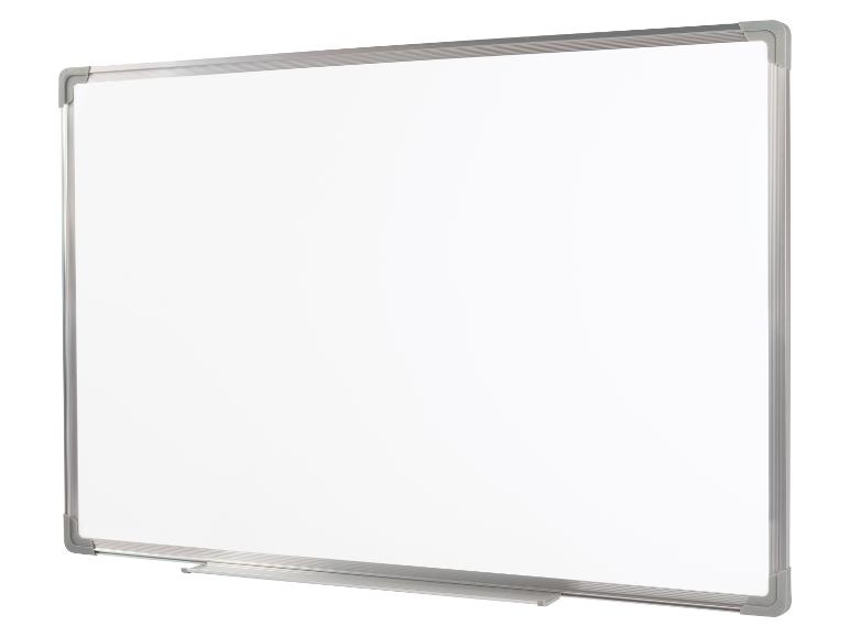 Biała tablica z aluminiową ramą i półką na markery