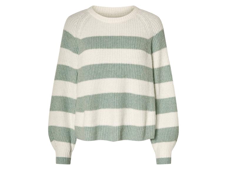 Sweter w paski w kolorze kremowym i miętowym.