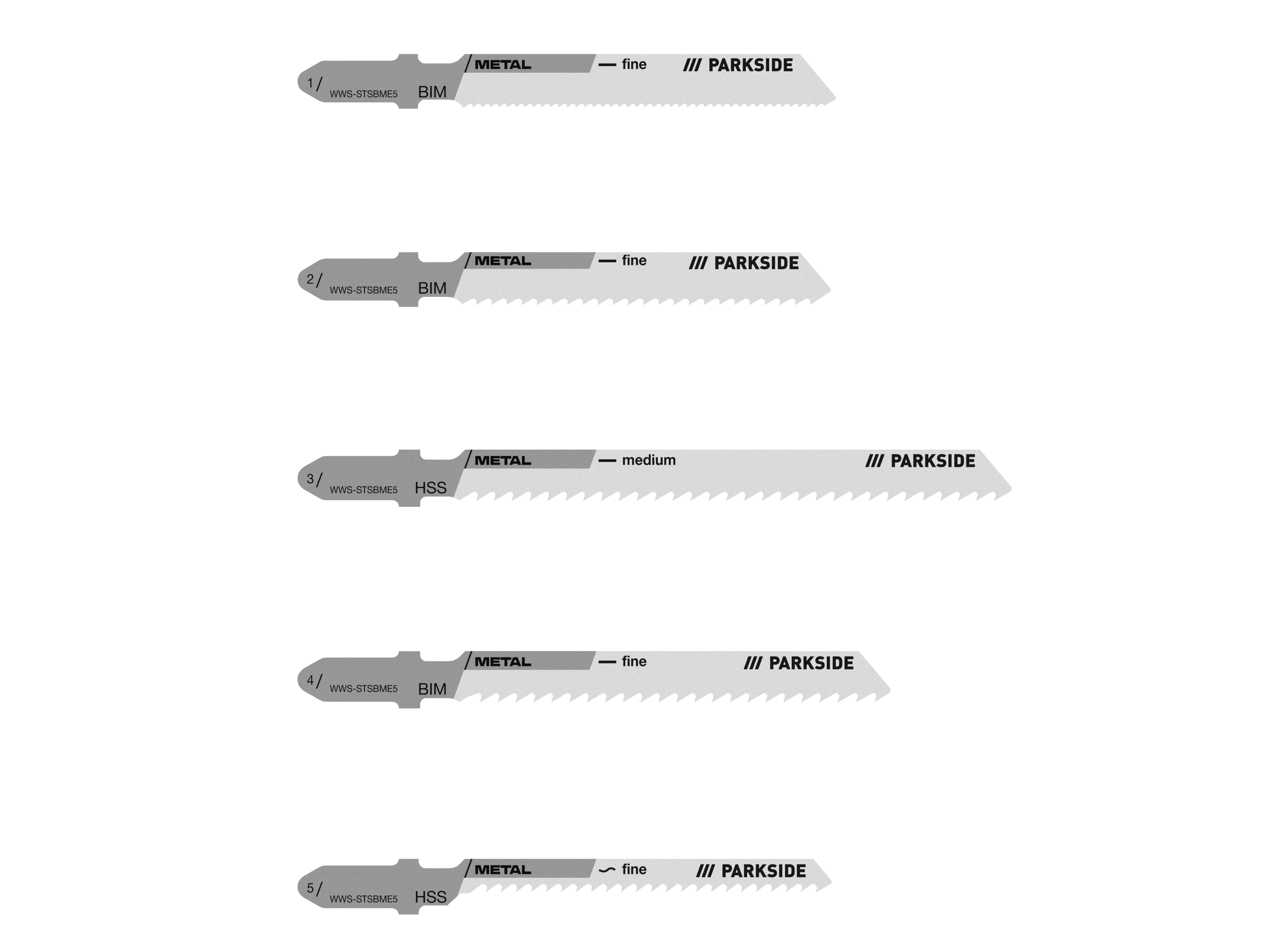 PARKSIDE® Zestaw 5 brzeszczotów do piły PSTZ 3 A1 (Do metalu)