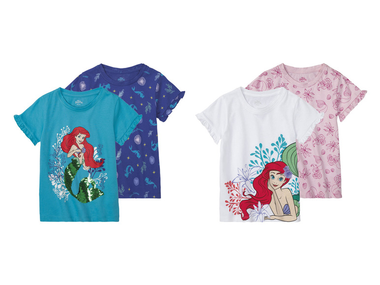 Pełny ekran: T-shirt dziewczęcy z bawełny, z bohaterami z bajek, 2 sztuki - zdjęcie 1