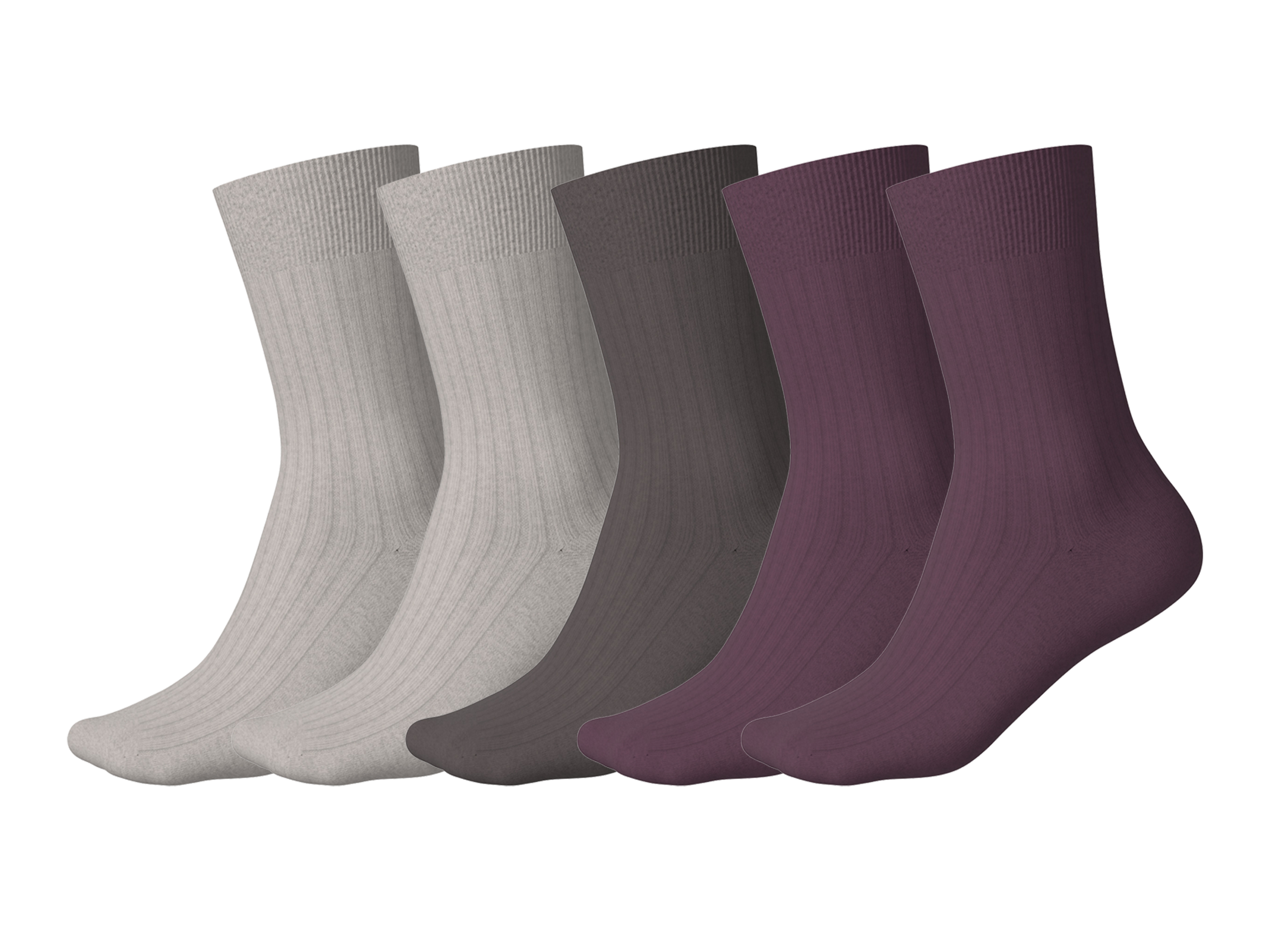 ESMARA® Skarpety damskie, 5 par (beżowy/czarny/bordowy, 39-42)