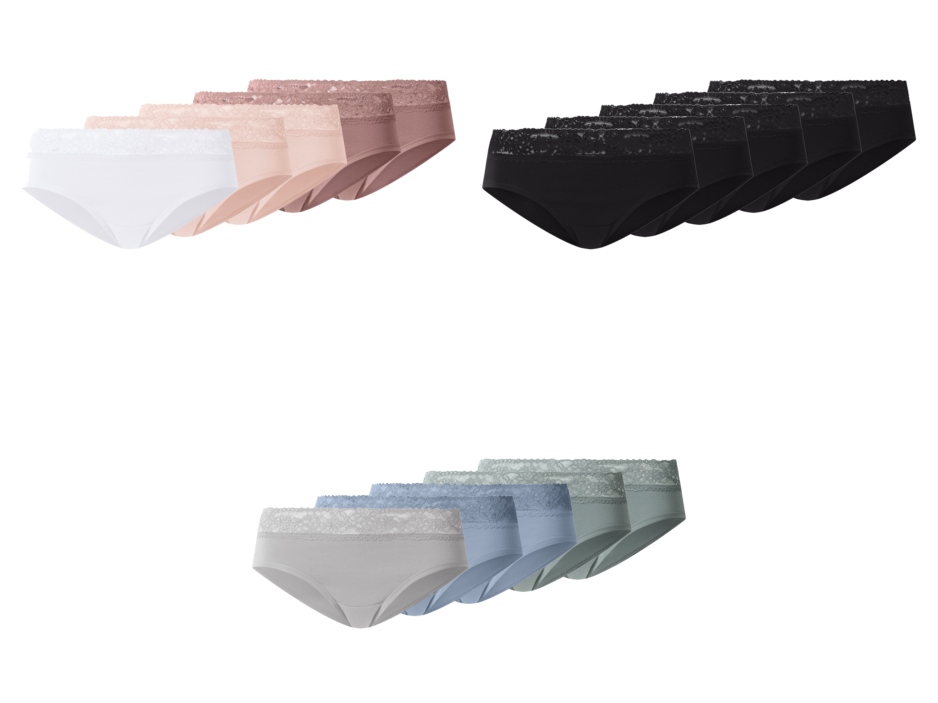 esmara® Hipstery damskie z bawełną z koronką, 5 par