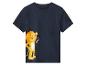 Granatowy T-shirt dziecięcy z żółtym lwem i napisem „HELLO !”.
