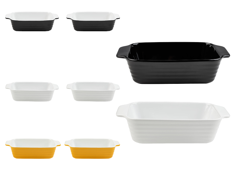 Ceramiczne naczynia do pieczenia w różnych kolorach i rozmiarach