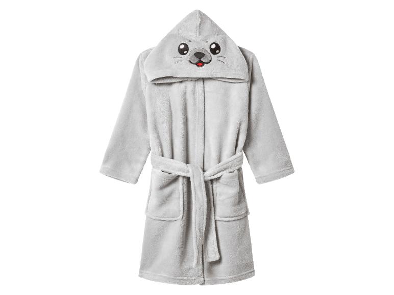 Szary pluszowy szlafrok dziecięcy z kapturem w kształcie foki