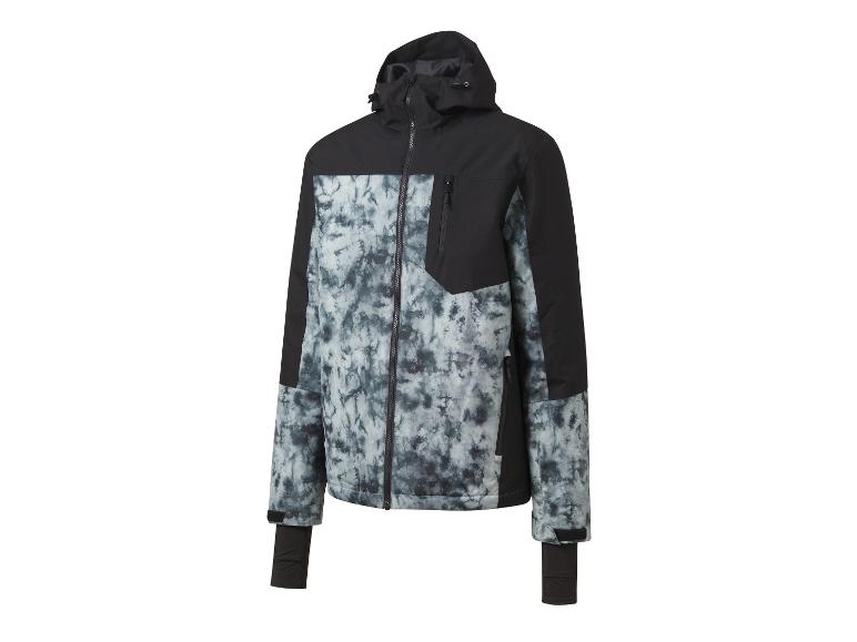 Kurtka narciarska z kapturem w abstrakcyjnym wzorze