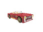 Czerwony samochód Hot Wheels z wzorem smoka.