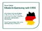 Napis „Purer Schlaf. Made in Germany seit 1955” z mapą Niemiec w barwach flagi.