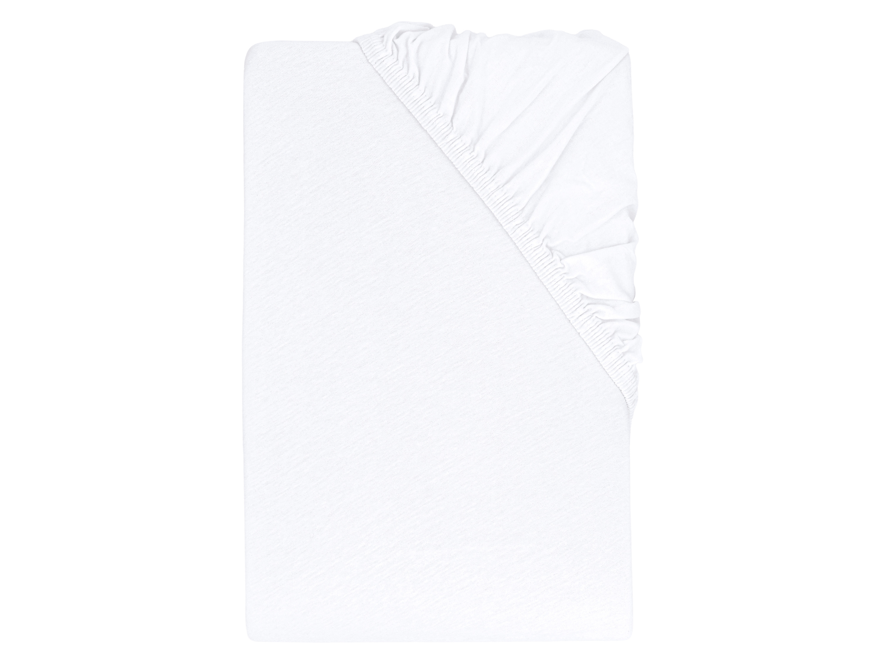 LUPILU® Prześcieradło z dżerseju z gumką, 90-100 x 200 cm (Biały)