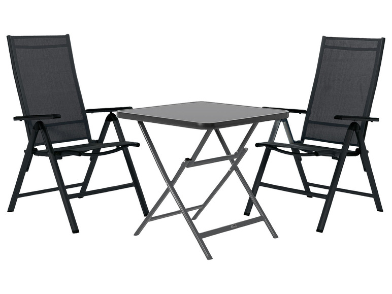 Pełny ekran: LIVARNO HOME Zestaw aluminiowych mebli ogrodowych Houston (stolik składany + 2 krzesła składane), czarny/ antracyt - zdjęcie 1