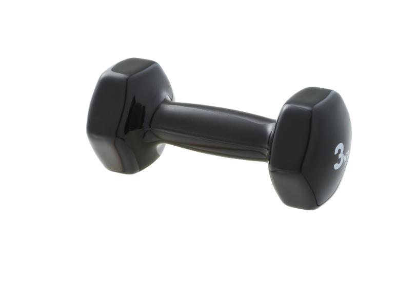 Czarny hantel 3 kg z gumowym uchwytem