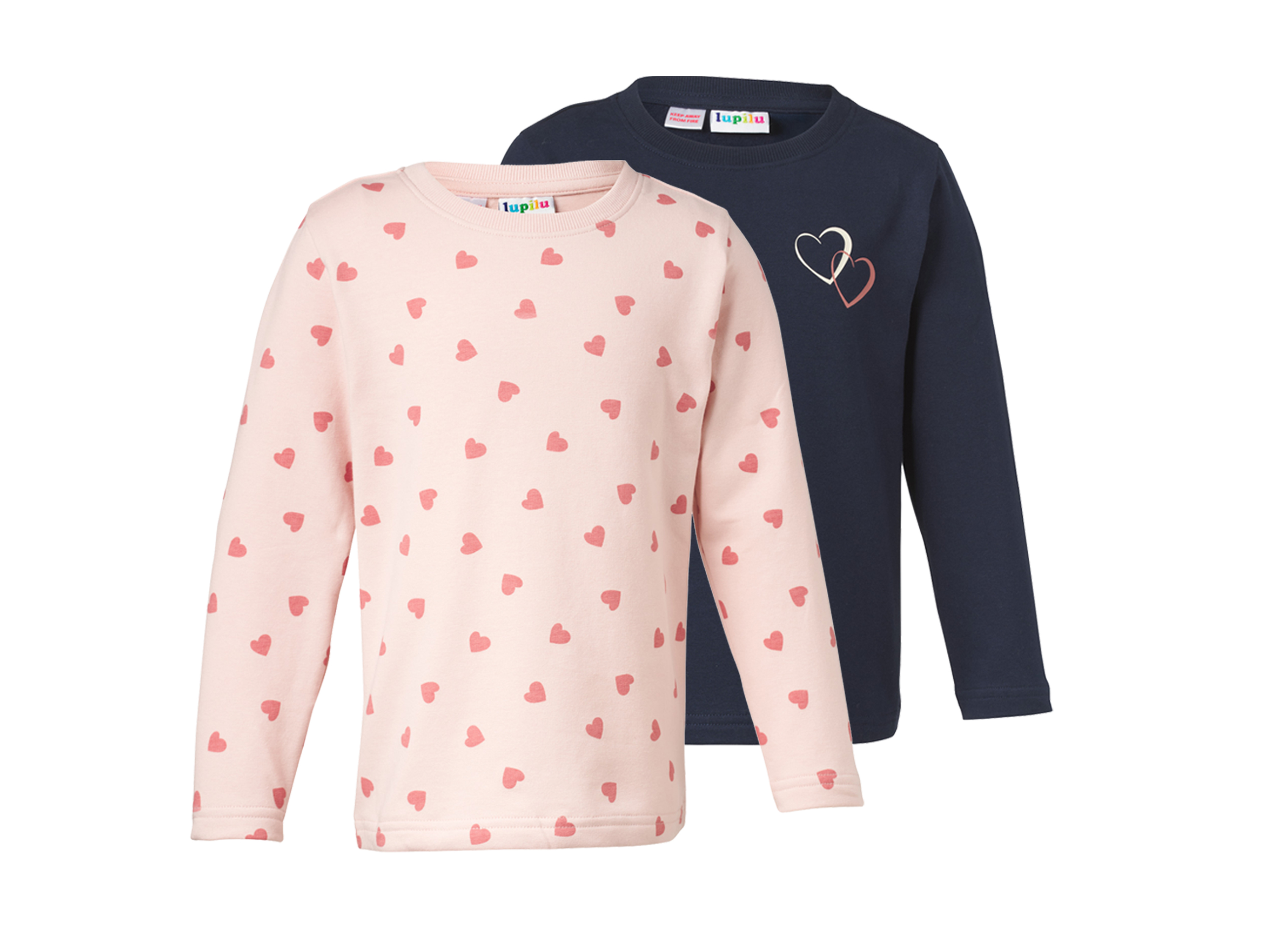 LUPILU® Bluzy termiczne dziecięce, 2 sztuki (Jasnoróżowy/granatowy, 86/92)
