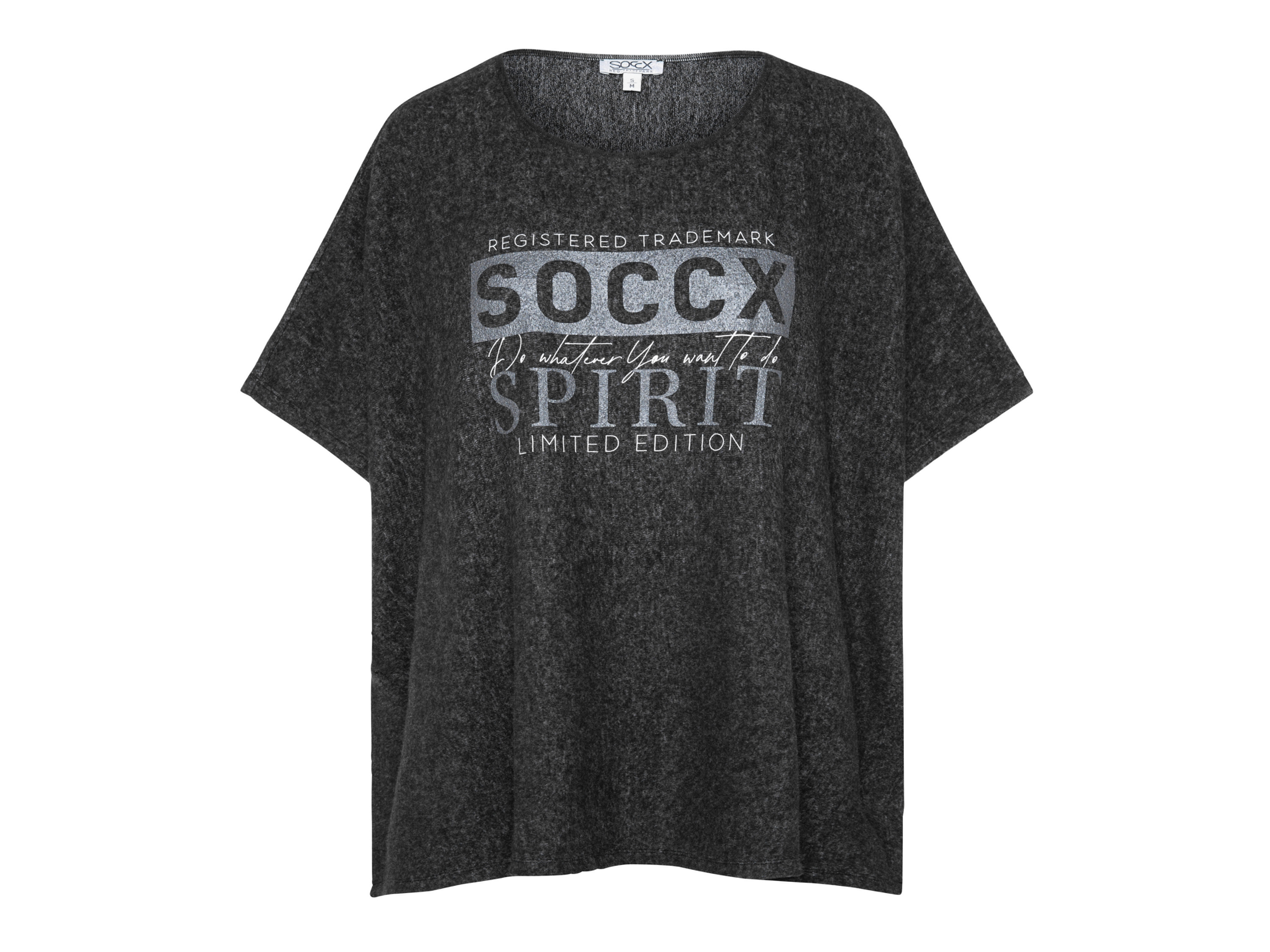 SOCCX Damskie ponczo pluszowe (Czarny, L/XL)