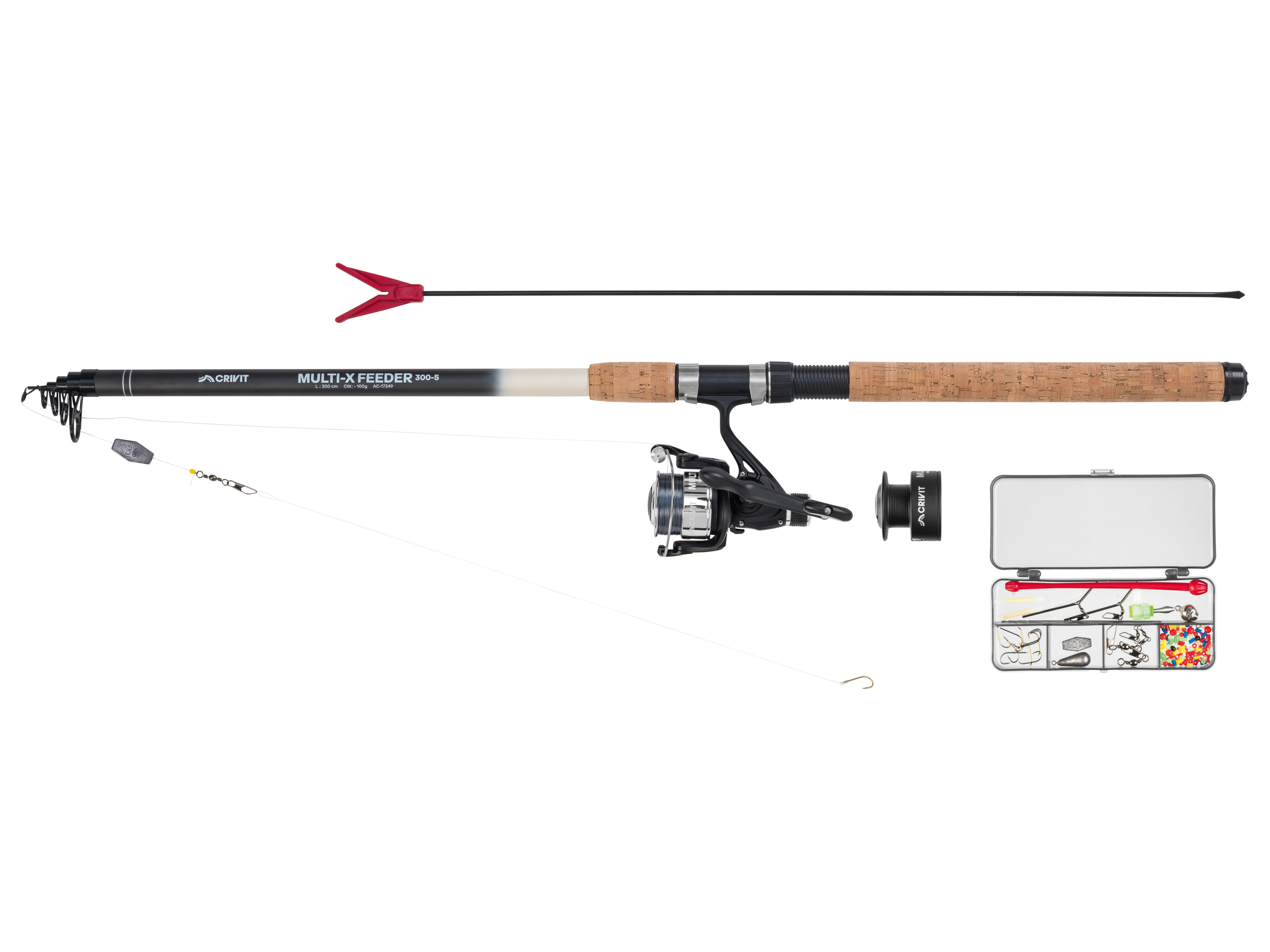 CRIVIT Zestaw wędkarski spinningowy lub gruntowy i feederowy (Zestaw do połowu gruntowego / metodą feeder 300-5)