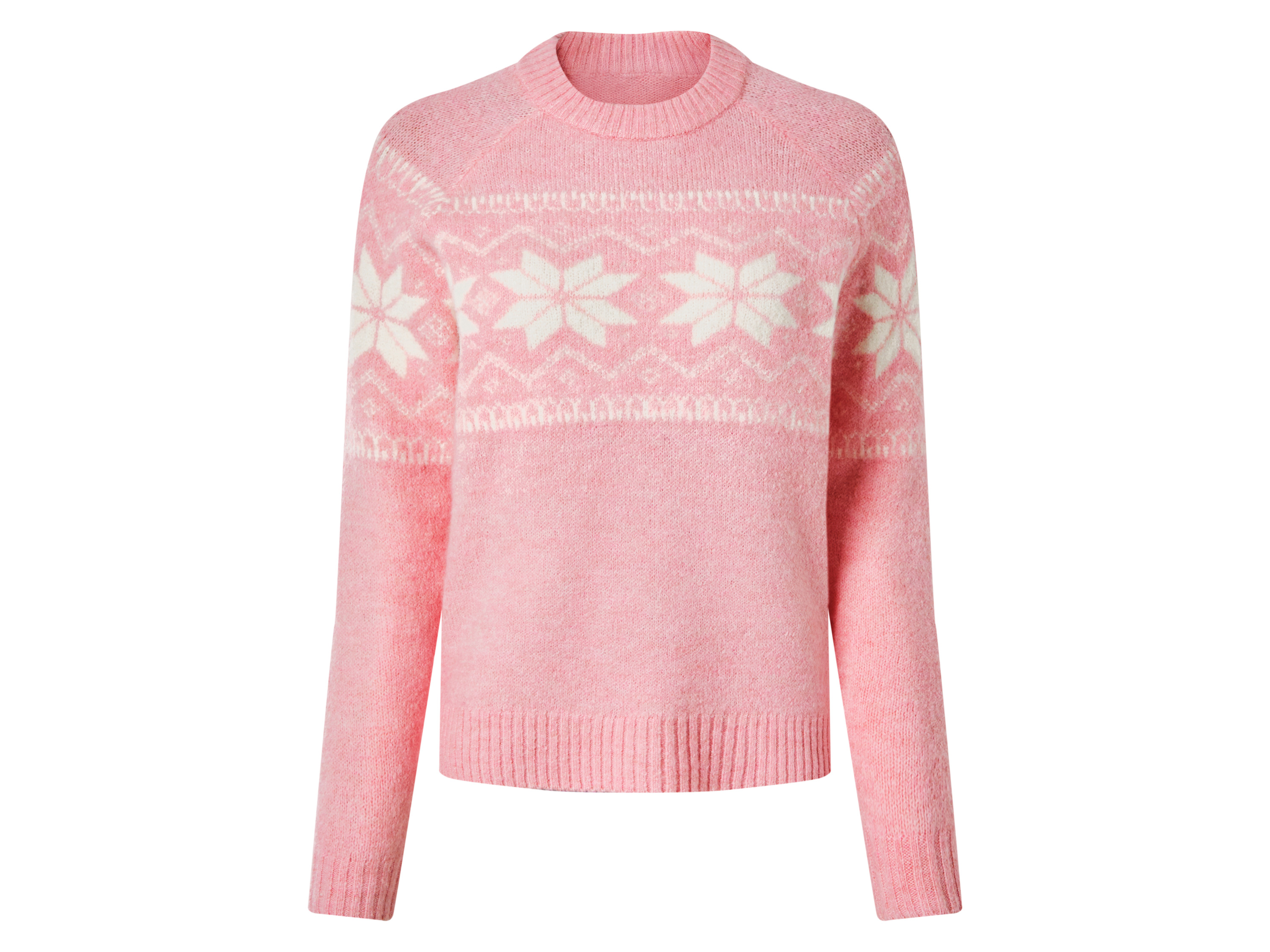 ESMARA® Sweter damski ze wzorem w stylu norweskim (Różowy, M(40/42))