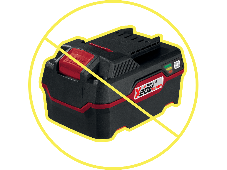 Akumulator Parkside X20V Team jest zabroniony.