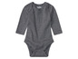 Gładki, szary body z długim rękawem dla niemowląt marki Lupilu.