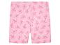 Różowe spodenki z motywem hibiskusa.