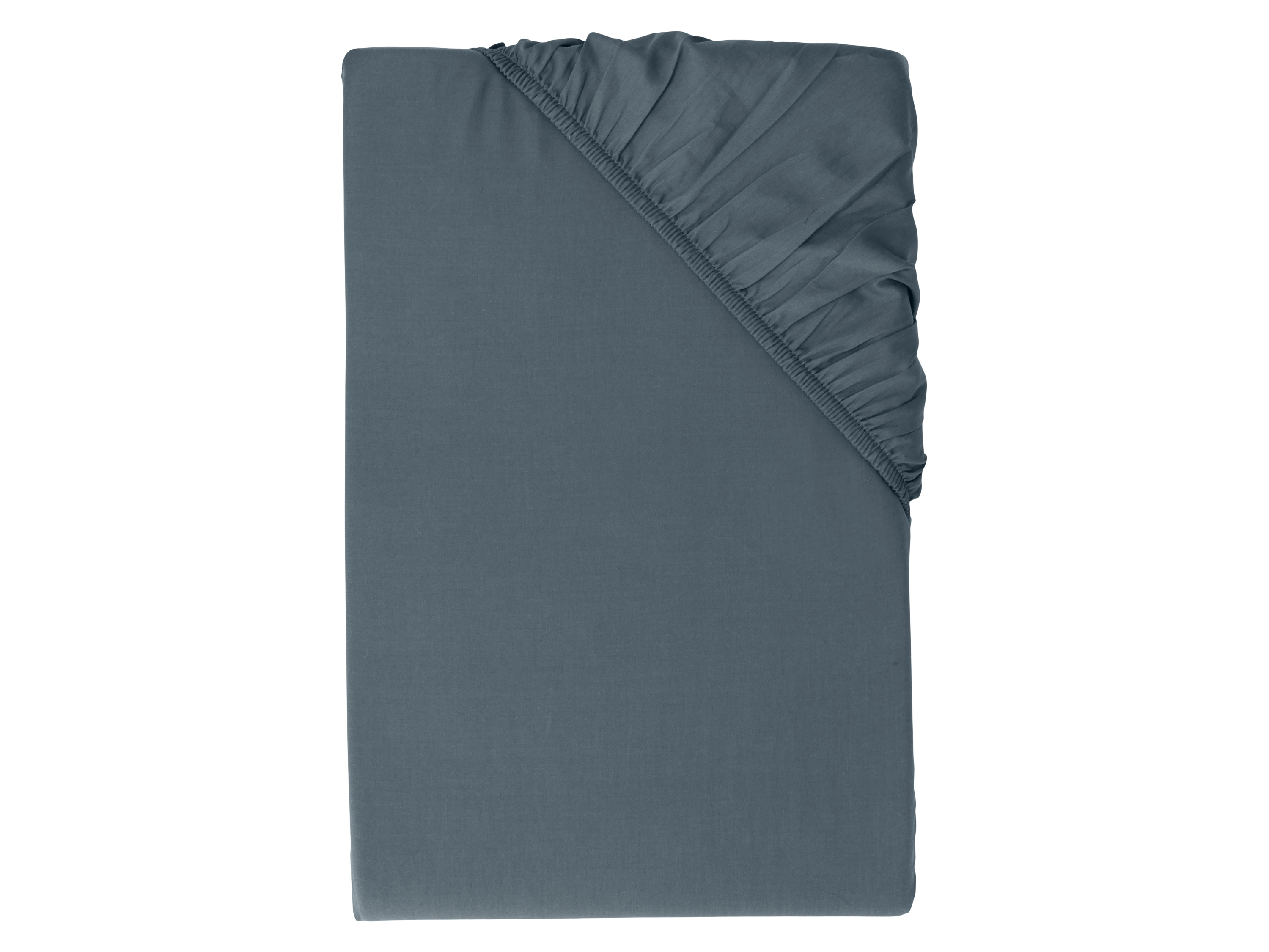 LIVARNO® Luksusowe prześcieradło satynowe z bawełny i wiskozy bambusowej z gumką, 140-160 x 200 x 27cm (Granatowy)