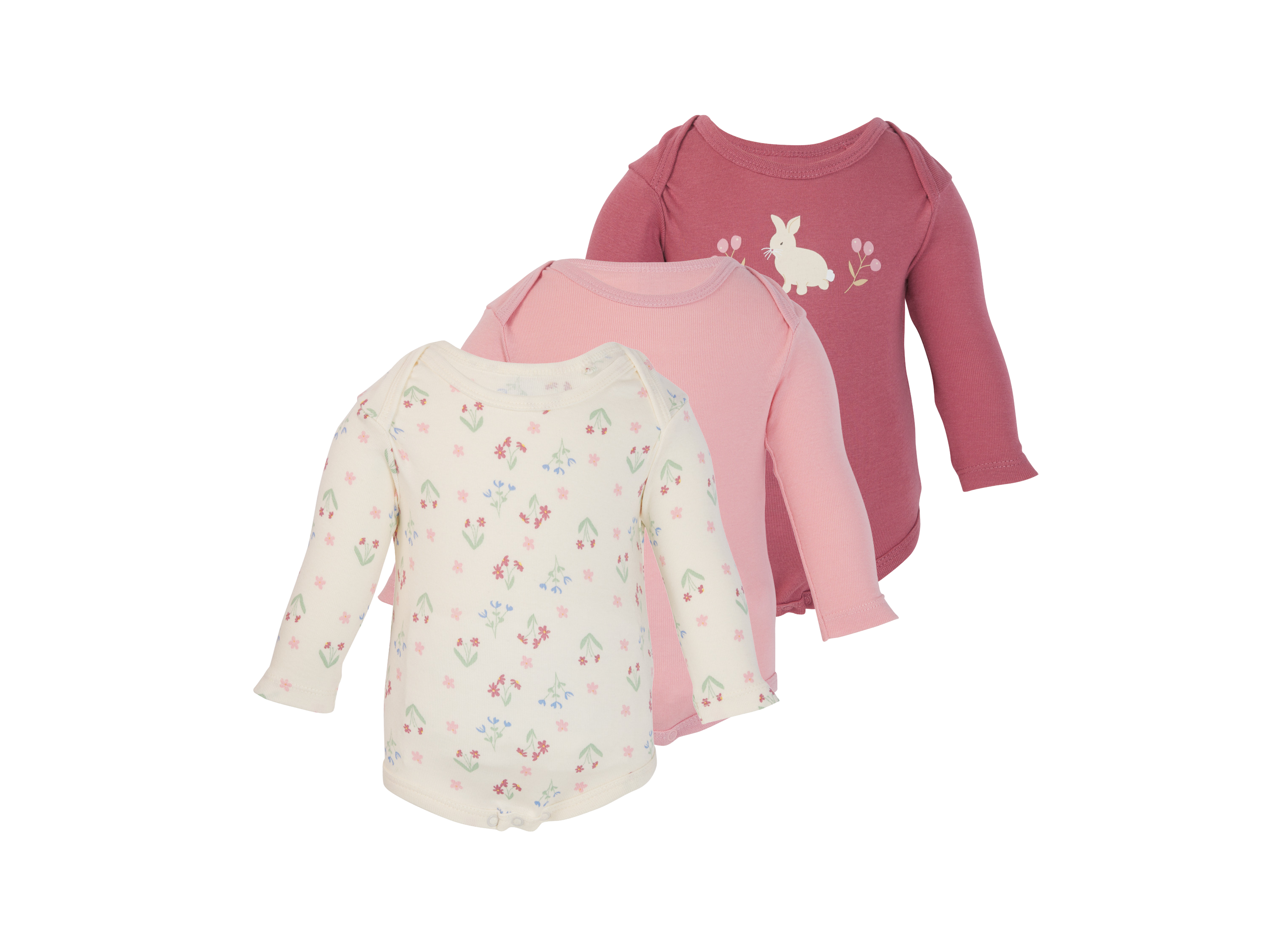 LUPILU® Body niemowlęce, 3 sztuki (różowy/różowy/beżowy, 86/92)