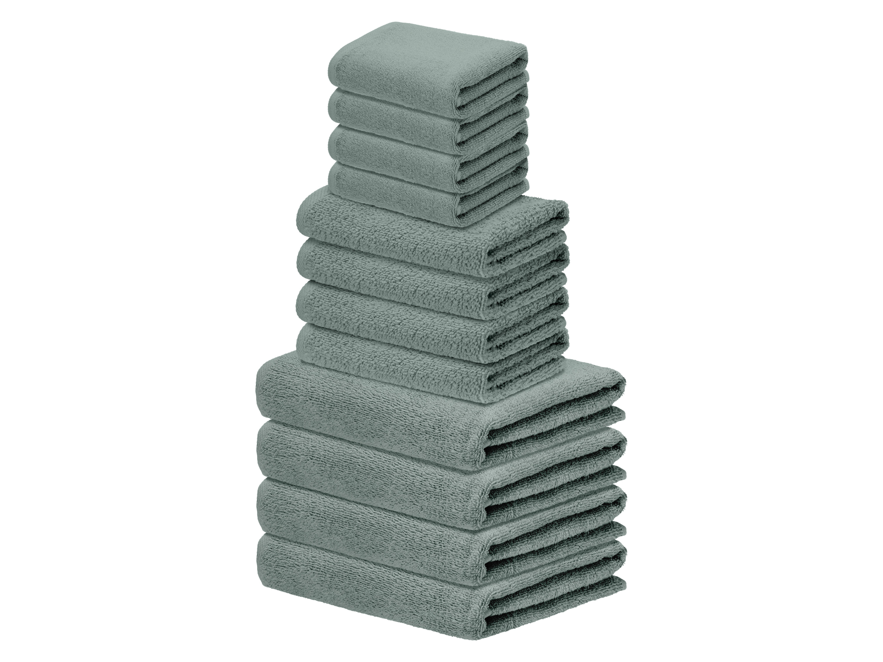 LIVARNO® Komplet ręczników frotte, 12-częściowy (zielony)