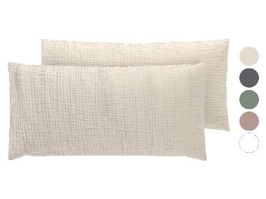LIVARNO® Poszewki na poduszki z muślinu, 2 sztuki, 40 x 80 cm