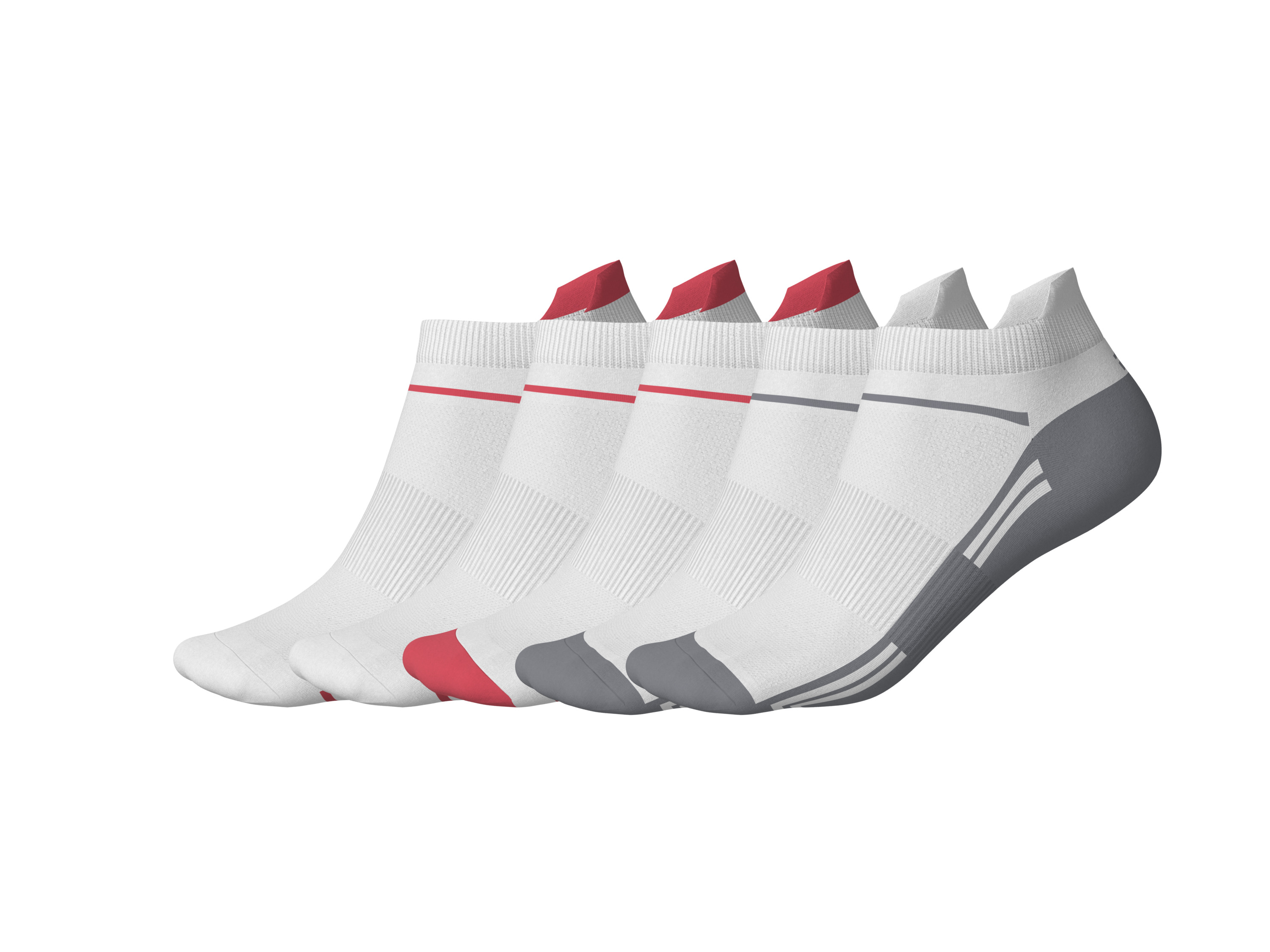 CRIVIT Skarpetki stopki sportowe, 5 par (biały/koralowy, 35-38)