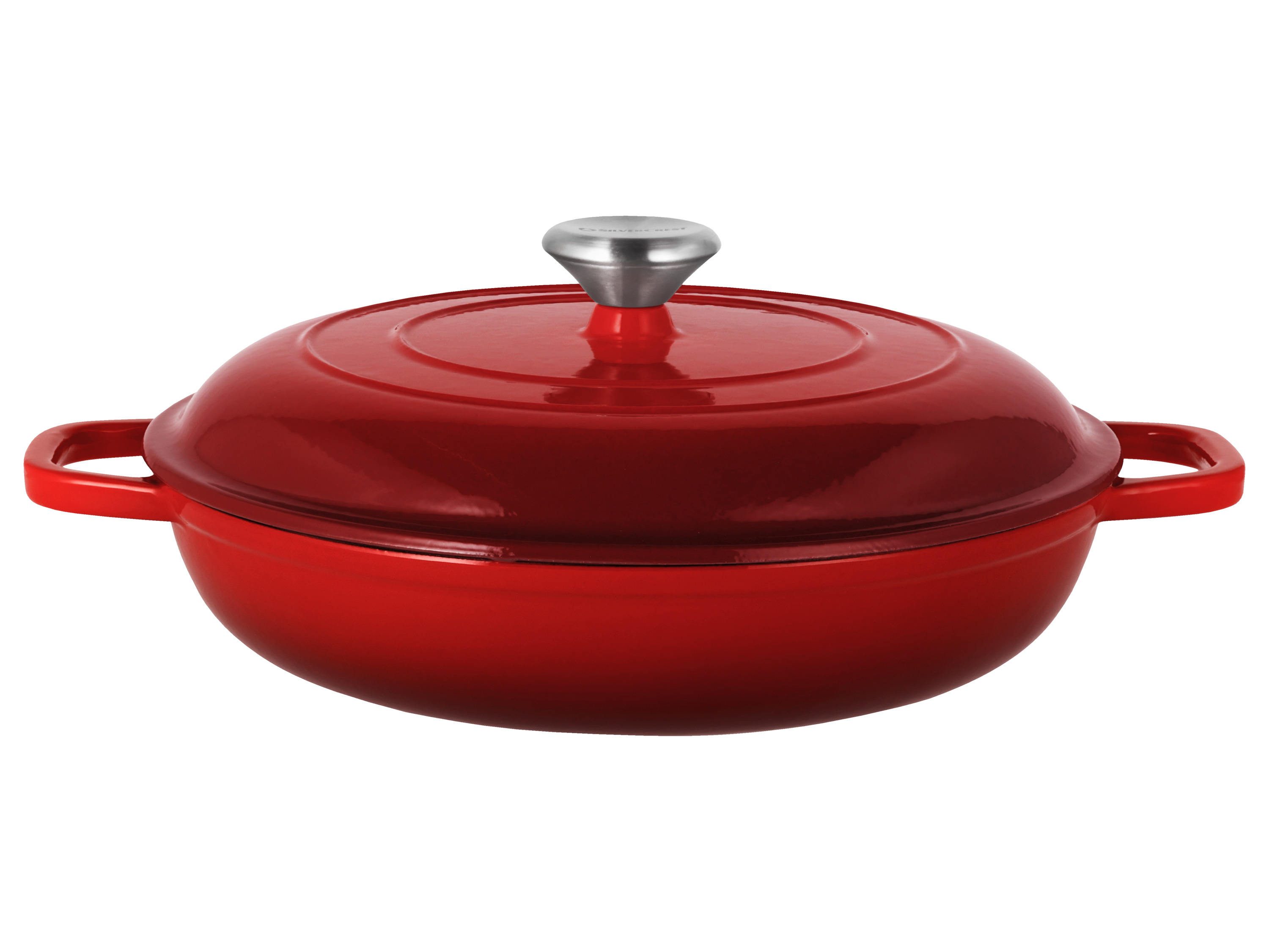SILVERCREST® Brytfanna żeliwna do serwowania, Ø 30 cm (Czerwony)