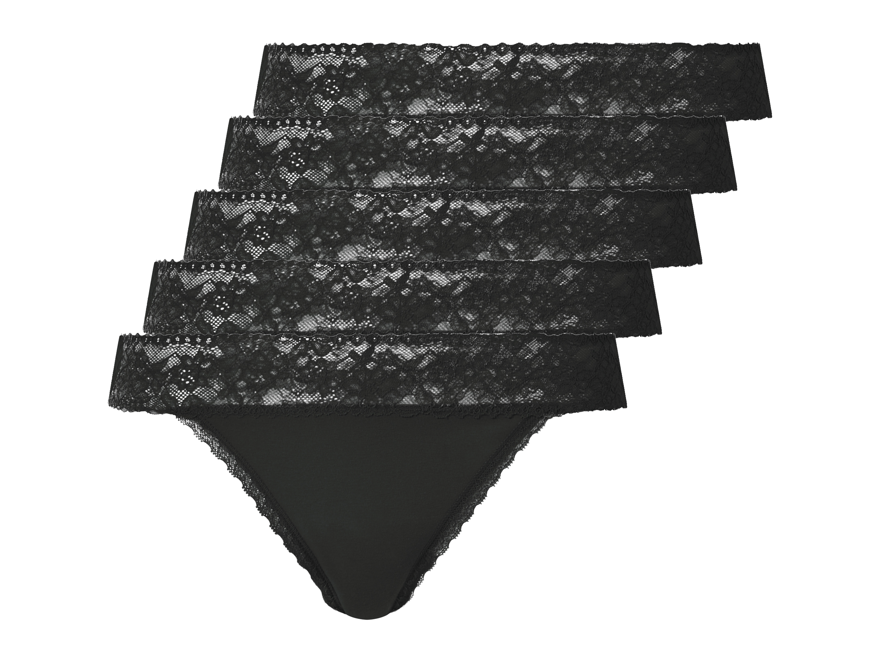 ESMARA® Majtki stringi damskie, 5 par (Czarny, L(44/46))