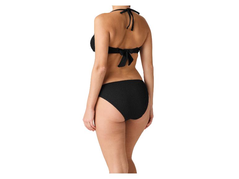 Damski czarny kostium kąpielowy bikini, widok z tyłu.