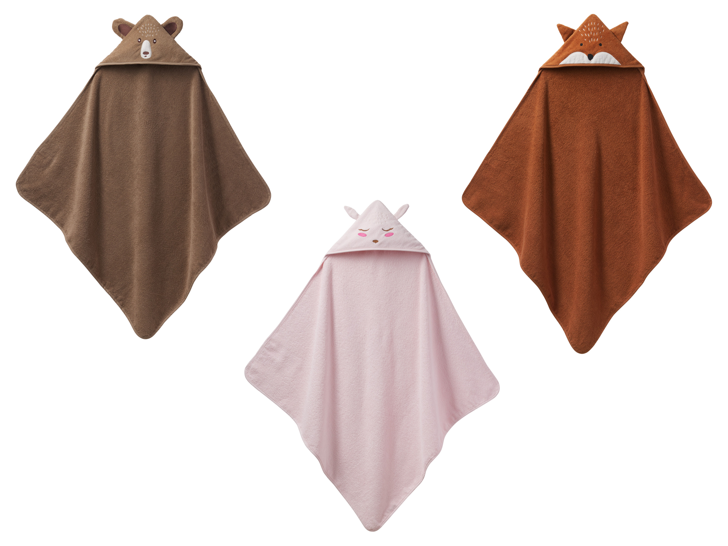 LUPILU® Ręcznik kąpielowy z kapturkiem dla niemowląt, 85 x 85 cm