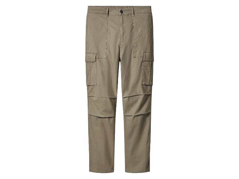 Spodnie cargo khaki z bocznymi kieszeniami i detalami szwów.