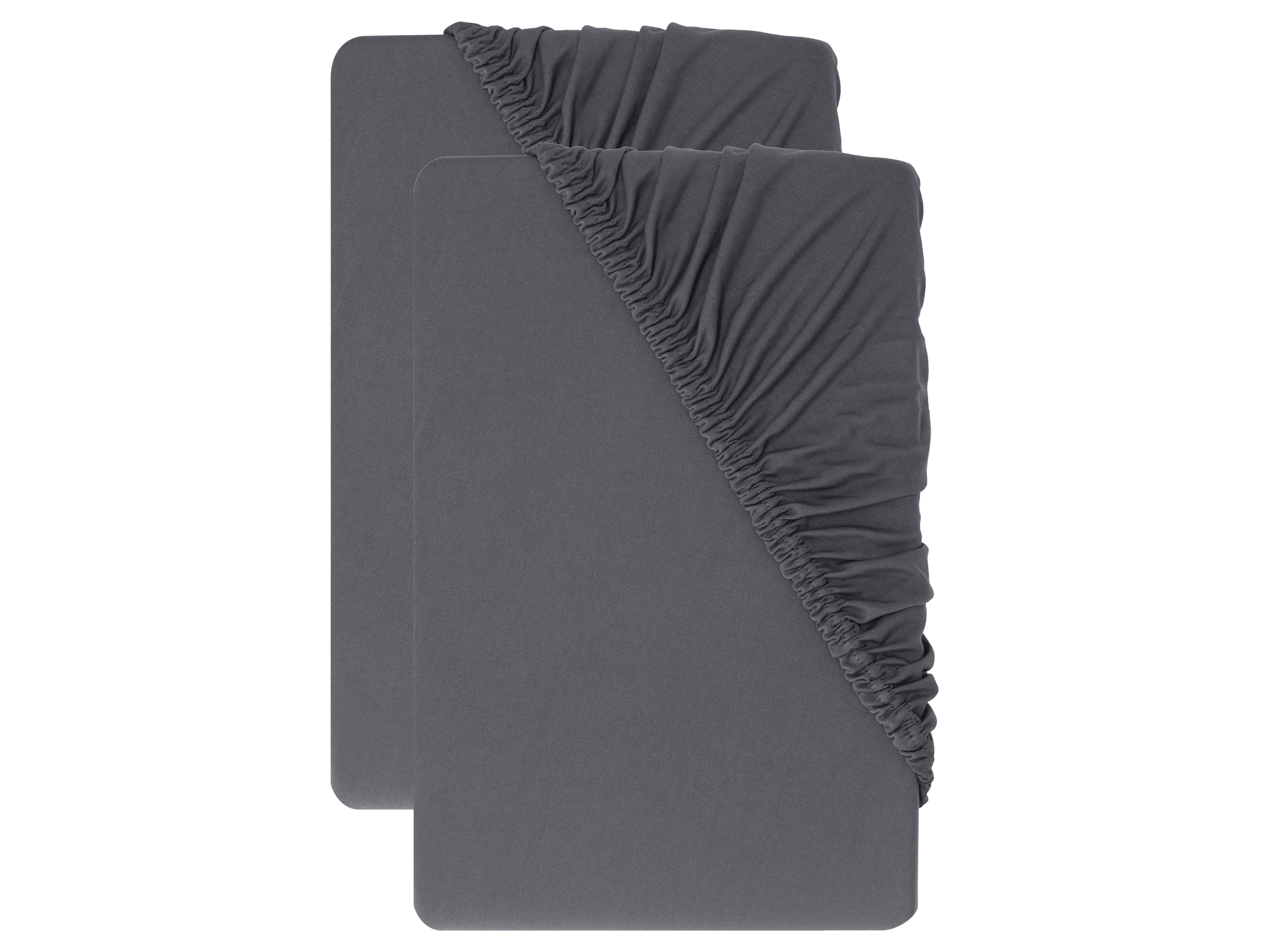 LIVARNO® Komplet 2 prześcieradeł z mikrowłókna z gumką, 140-160 x 200 cm (Ciemnoszary)