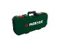 Zielona skrzynka narzędziowa Parkside z uchwytem.