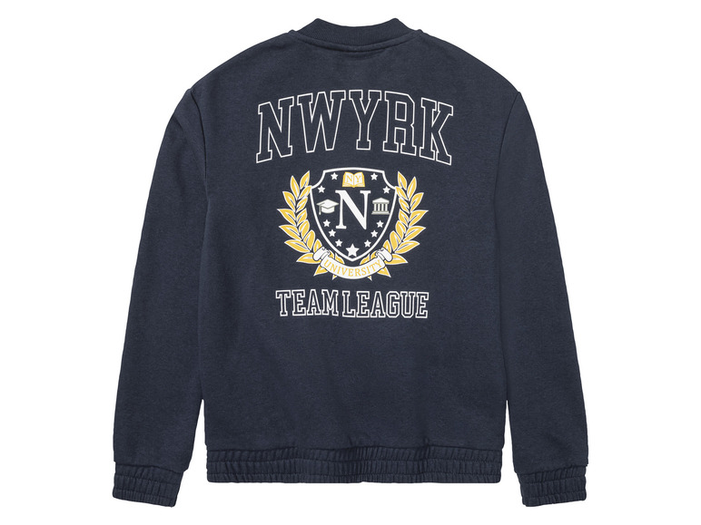 Granatowa bluza z nadrukiem 'Nwyrk Team League'.