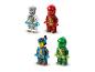 Cztery minifigurki LEGO Ninjago: Zane, Kai, Nya i Lloyd, w strojach Prime Empire.