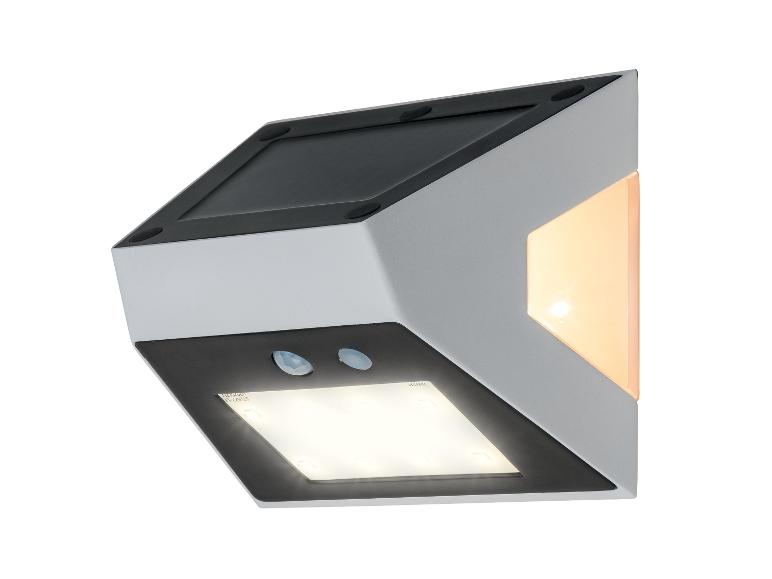 Zewnętrzna lampa ścienna solarna z czujnikiem ruchu i dwoma źródłami światła