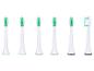 Sześć białych wymiennych główek szczoteczek do zębów z zielonym i niebieskim włosiem