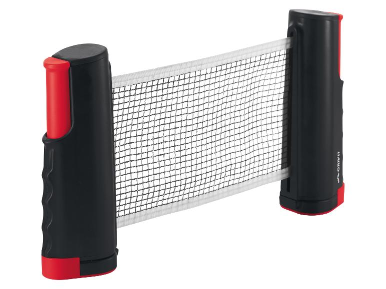 Siatka do tenisa stołowego Crivit: czarna i czerwona.