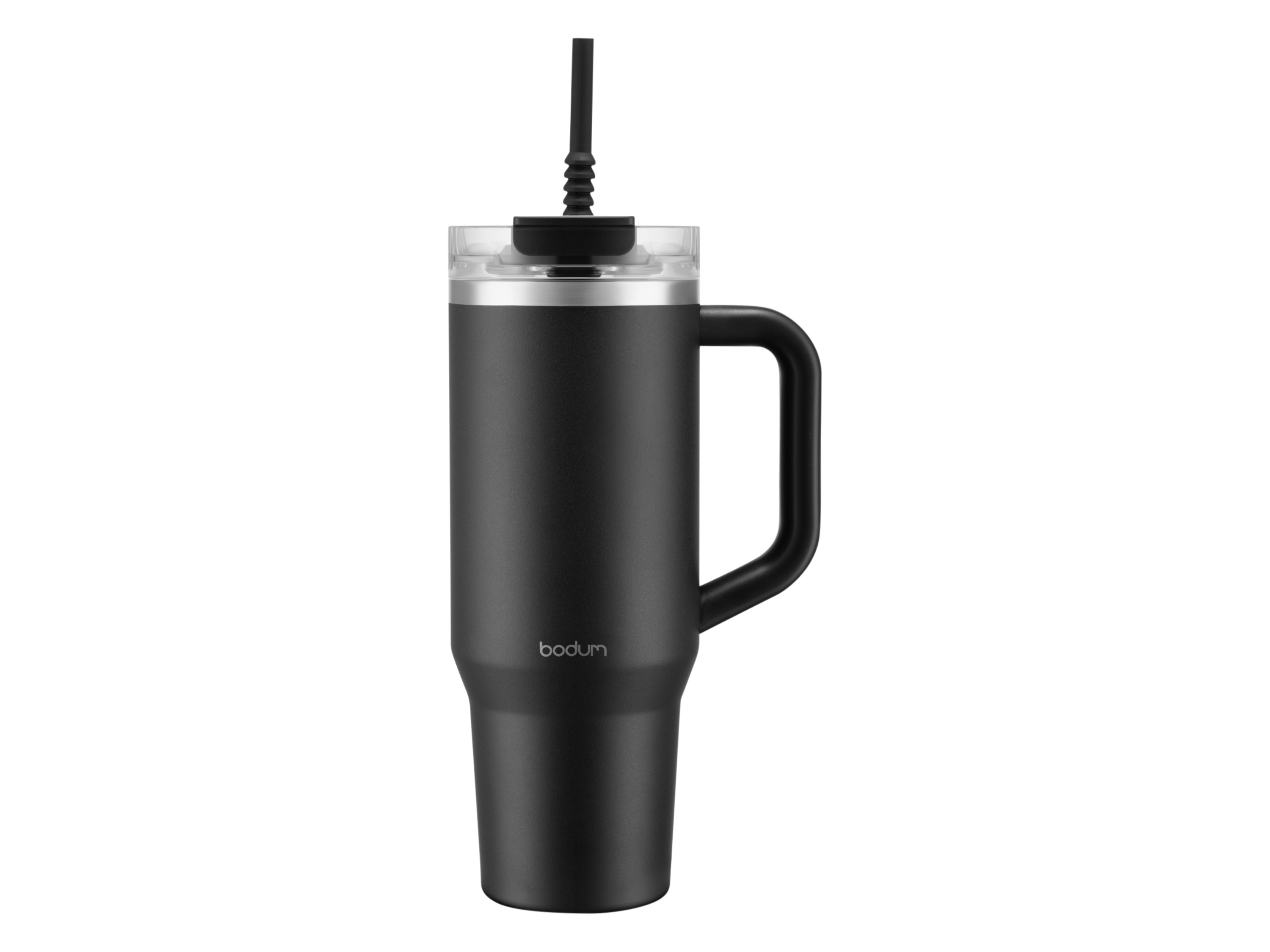 BODUM Kubek podróżny z uchwytem i silikonową słomką TRAVELMUG (Czarny)