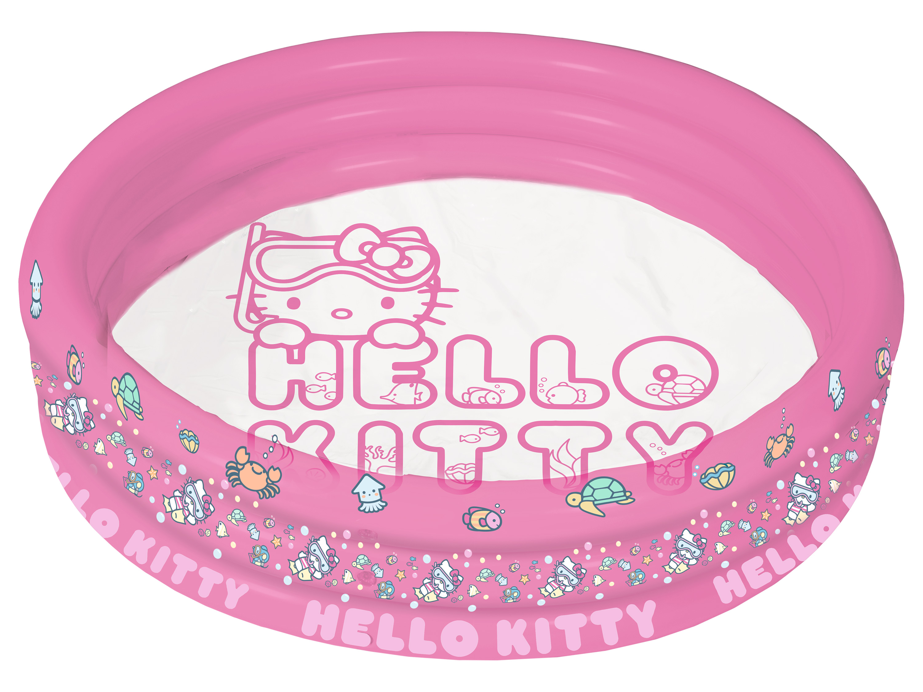 HELLO KITTY Basen rozporowy 3-pierścieniowy, różowy przezroczysty, 122 x 23 cm.