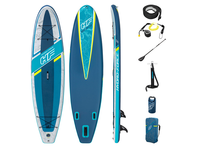 Pompowana deska do paddleboardingu GTF Hydro-Force z akcesoriami.