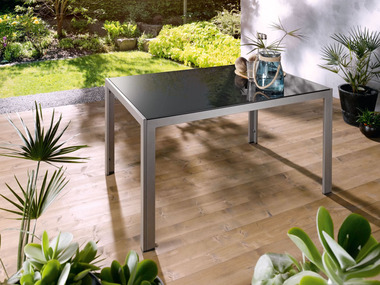 Livarno Home Aluminiowy stół ogrodowy Houston, 140 x 90 cm, z obracanym blatem, srebrny