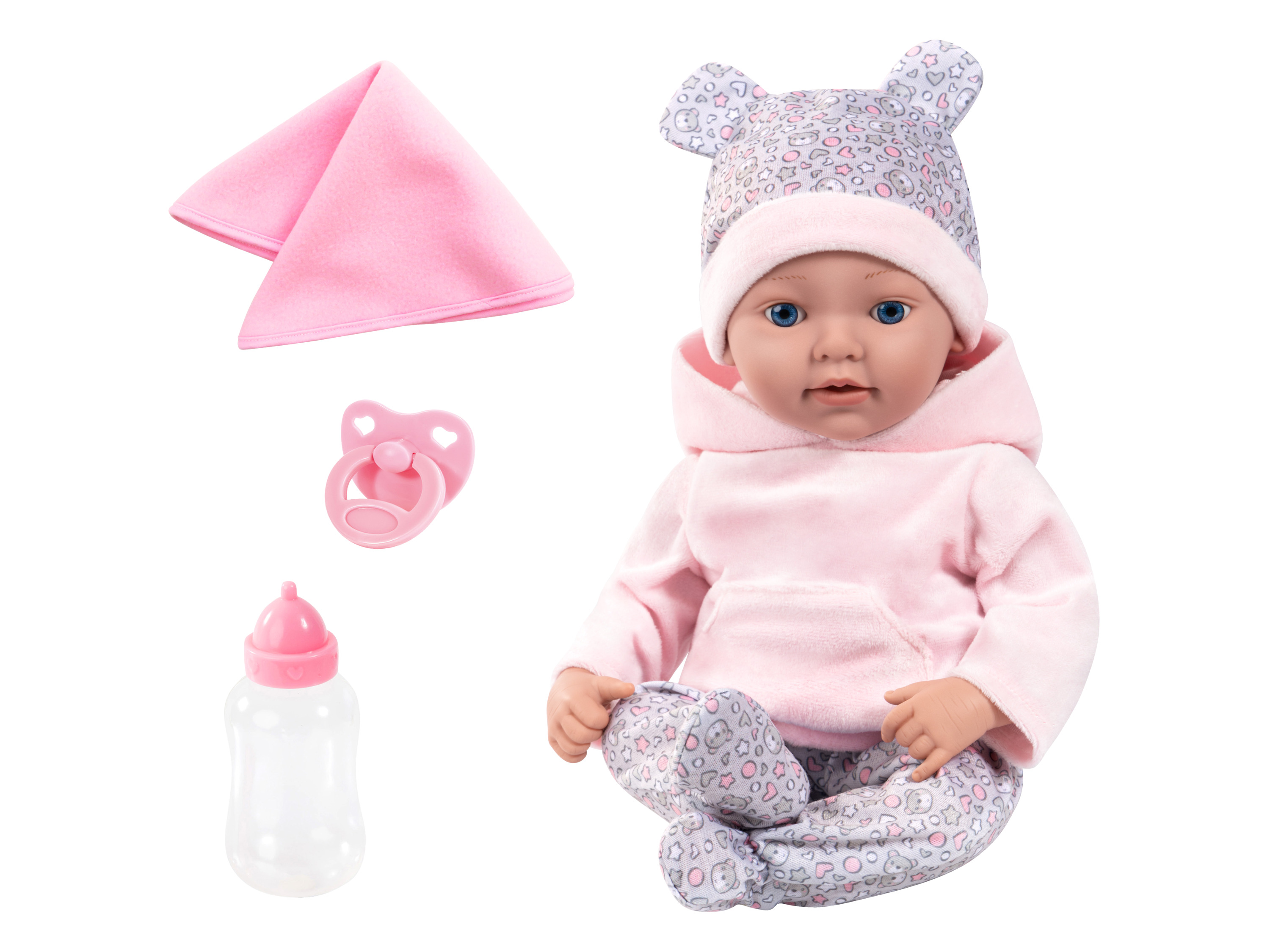 Bayer Design Lalka Reborn, 38 cm (Różowy/szary)